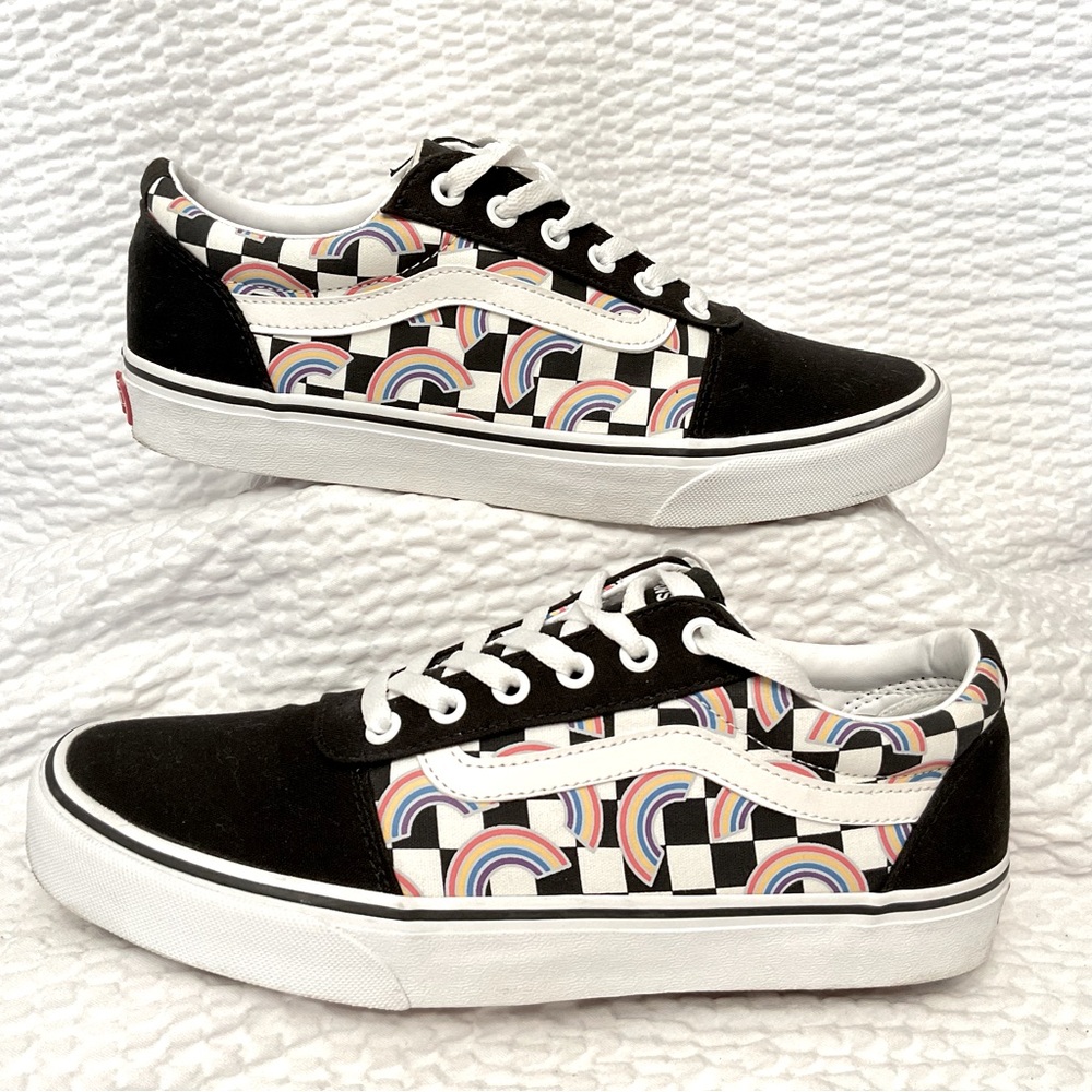 Vans Black Checkerboard Rainbow Low-Top Sneakers